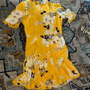 Sea New York Yellow Dress with Blue Floral Pattern